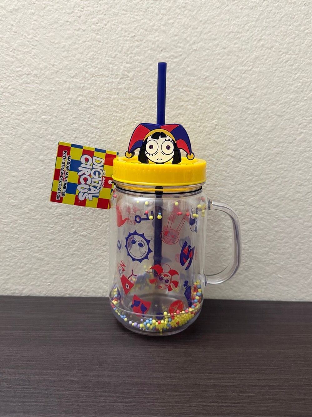 The Amazing Digital Circus Pomni Icons Confetti Acrylic Tumbler with Straw